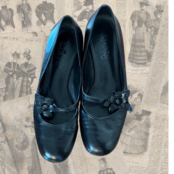 Mid-Century Italian Style Feeling - Low Heel Leather Franco Sarto Flats - Sz 10 - Picture 2 of 8